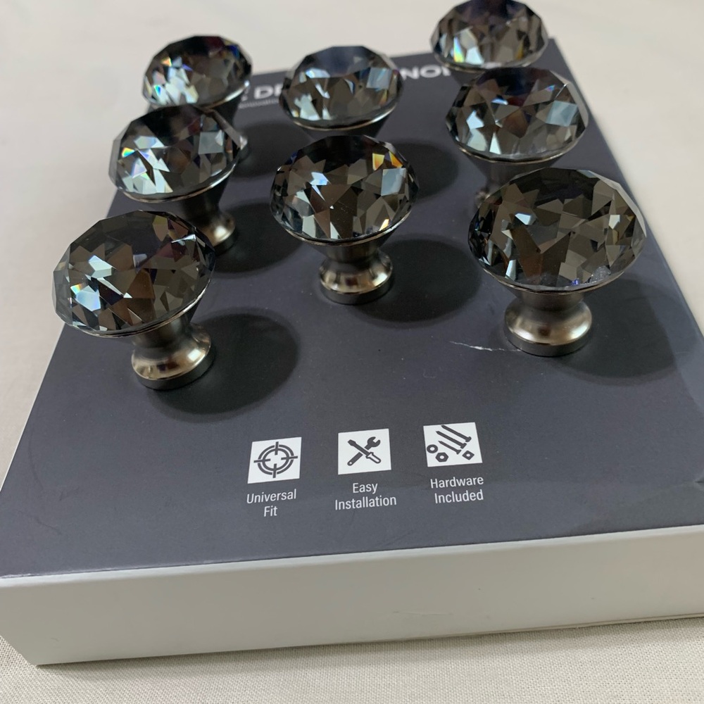 Crystal Glass Cabinet Knobs -  gray